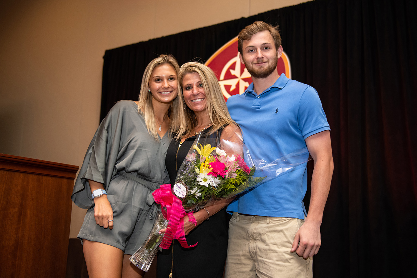Andrea Funk with her son and daughter